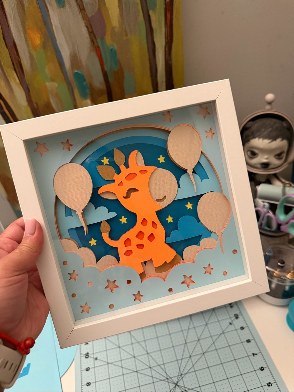 Handmade 8x8 Giraffe Shadow Box 🦒💛